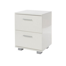 Core Products Lido White Gloss 2 Drawer Bedside Cabinet, H47.5Cm X W35.0Cm X D30.0Cm
