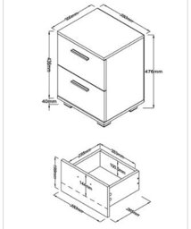 Core Products Lido White Gloss 2 Drawer Bedside Cabinet, H47.5Cm X W35.0Cm X D30.0Cm - thumbnail 5
