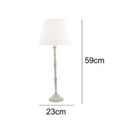 Britalia Brjoa422 Soft White Vintage Metal Lathe Turned Tall Candlestick Table Lamp With Linen Tapered Drum Shade 59Cm - thumbnail 5