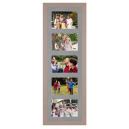 AK Frames 26X8 Rose Gold Modern Multi Photo Frame With Mid Grey Mount - Holds 5 Apertures (5X) 6X4 Photos - thumbnail 1