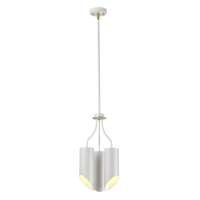 Luminosa Lighting Elstead Quinto 3 Light Multi Arm Ceiling Pendant White Aged Brass, E27
