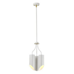 Luminosa Lighting Elstead Quinto 3 Light Multi Arm Ceiling Pendant White Aged Brass, E27