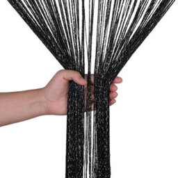 Neel Blue String Curtains Glitter Fringe Panel Fly Screen Doorway Tassel Curatin, 200Cm X 90Cm - Black - thumbnail 5