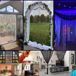 Neel Blue String Curtains Glitter Fringe Panel Fly Screen Doorway Tassel Curatin, 200Cm X 90Cm - Black - thumbnail 7