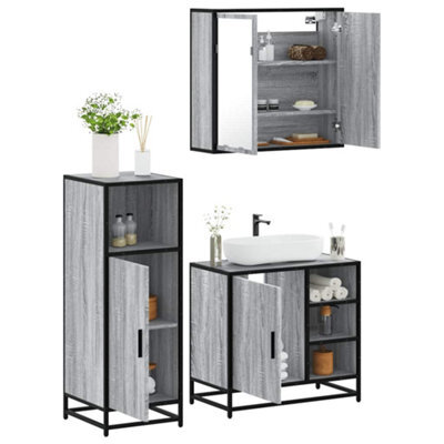 Berkfield 3 Piece Bathroom Furniture Set Grey Sonoma Engineered Wood - image 1