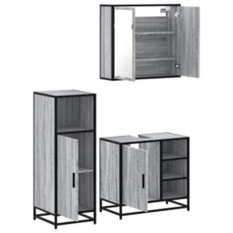 Berkfield 3 Piece Bathroom Furniture Set Grey Sonoma Engineered Wood - thumbnail 6