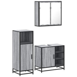 Berkfield 3 Piece Bathroom Furniture Set Grey Sonoma Engineered Wood - thumbnail 2