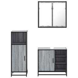 Berkfield 3 Piece Bathroom Furniture Set Grey Sonoma Engineered Wood - thumbnail 5