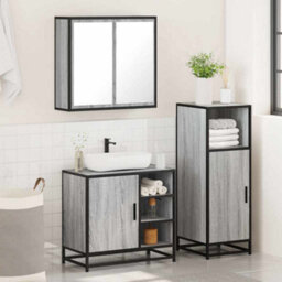 Berkfield 3 Piece Bathroom Furniture Set Grey Sonoma Engineered Wood - thumbnail 4