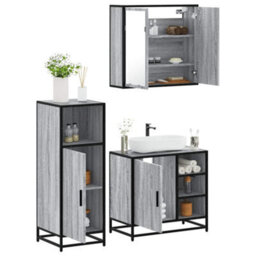 Berkfield 3 Piece Bathroom Furniture Set Grey Sonoma Engineered Wood - thumbnail 1