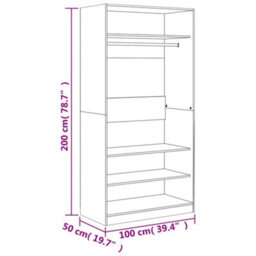 Berkfield Wardrobe Grey Sonoma 100X50X200 Cm Engineered Wood - thumbnail 8