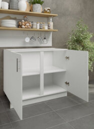 Jd Greta Adjustable Legs Kitchen Base Unit 1000mm Storage Cabinet With Door Shelf 100Cm - White Matt - thumbnail 3