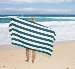 Gc Gaveno Cavailia 1Pk Beach Towel Cabana Stripe Sand Free 100X200 Green - thumbnail 2
