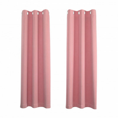 Happy Homewares Pink Eyelet Curtains - Thermal Blackout Curtains - 66 X 72 Inch Drop - 2 Panel - image 1