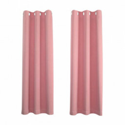 Happy Homewares Pink Eyelet Curtains - Thermal Blackout Curtains  - 66 X 72 Inch Drop - 2 Panel - thumbnail 1