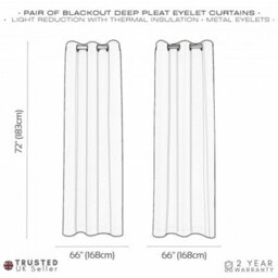 Happy Homewares Pink Eyelet Curtains - Thermal Blackout Curtains  - 66 X 72 Inch Drop - 2 Panel - thumbnail 7