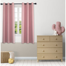 Happy Homewares Pink Eyelet Curtains - Thermal Blackout Curtains  - 66 X 72 Inch Drop - 2 Panel - thumbnail 6
