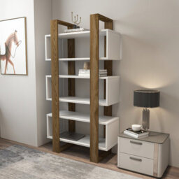 Decorotika Reina 150 Cm Bookcase White&walnut - thumbnail 3