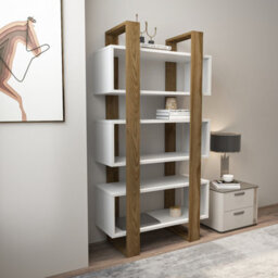 Decorotika Reina 150 Cm Bookcase White&walnut - thumbnail 2