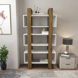 Decorotika Reina 150 Cm Bookcase White&walnut - thumbnail 1