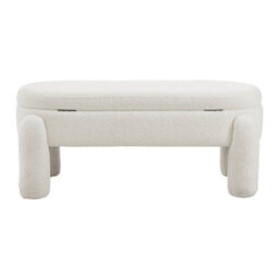 Living And Home White Faux Teddy Fur Upholstered Lid Up Storage Ottoman Bench Foot Stool W 1100 X D 500 X H 480 mm - thumbnail 3