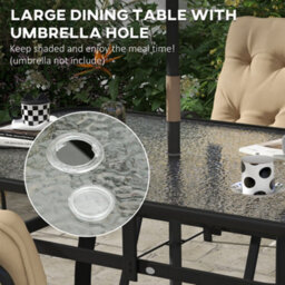 Wyld Haus Seriva 7-Piece Cream Garden Dining Set - 6 Cushioned Chairs With Black Metal Frame And Tempered Glass Table - thumbnail 5