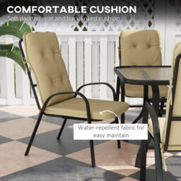 Wyld Haus Seriva 7-Piece Cream Garden Dining Set - 6 Cushioned Chairs With Black Metal Frame And Tempered Glass Table - thumbnail 7