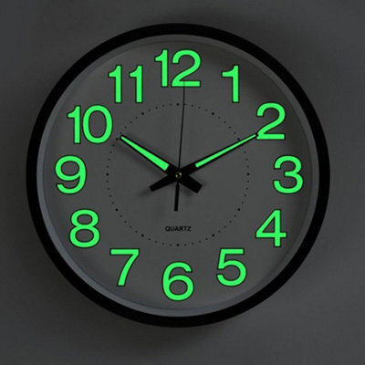 "12"" Luminous Wall Clock Silent Quartz Home Clock Illuminated Night Light Digital" - image 1