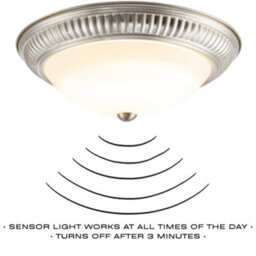 Happy Homewares Modern Led Ip44 Flush Ceiling Light In Satin Nickel With Sensor - thumbnail 3