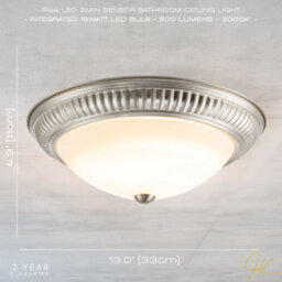 Happy Homewares Modern Led Ip44 Flush Ceiling Light In Satin Nickel With Sensor - thumbnail 7