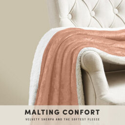Ameha Camel Sherpa Fleece Throw Double 150X200Cm Fluffy Smooth Touch & Reversible Soft Thick & Warm Feel Blanket - thumbnail 5