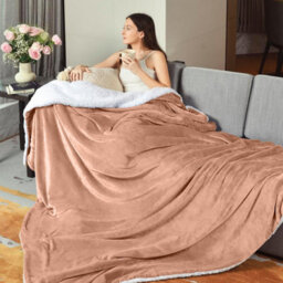 Ameha Camel Sherpa Fleece Throw Double 150X200Cm Fluffy Smooth Touch & Reversible Soft Thick & Warm Feel Blanket - thumbnail 7