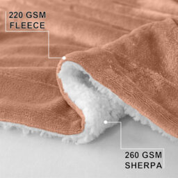 Ameha Camel Sherpa Fleece Throw Double 150X200Cm Fluffy Smooth Touch & Reversible Soft Thick & Warm Feel Blanket - thumbnail 4