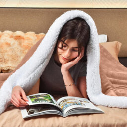 Ameha Camel Sherpa Fleece Throw Double 150X200Cm Fluffy Smooth Touch & Reversible Soft Thick & Warm Feel Blanket - thumbnail 8