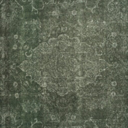 Loomed Vintage Design Cotton Chenille Rug Dark Green Machine Washable 80Cm X 300Cm - thumbnail 5