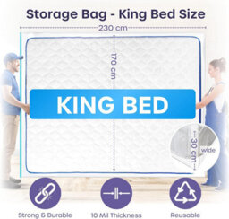 volila King Mattress Bag With Zipper - Waterproof Mattress Cover For Moving And Storage, Protects Against Dust & Pests - thumbnail 2