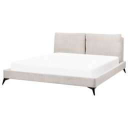 Beliani Bed Corduroy Melle 180 X 200 Cm (Eu Super King) Light Beige - thumbnail 4