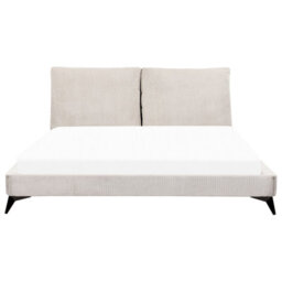 Beliani Bed Corduroy Melle 180 X 200 Cm (Eu Super King) Light Beige - thumbnail 5