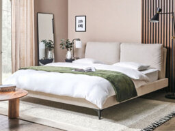 Beliani Bed Corduroy Melle 180 X 200 Cm (Eu Super King) Light Beige - thumbnail 2