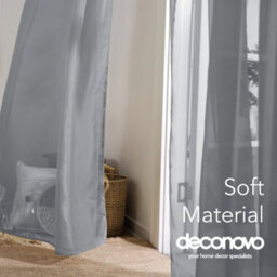 Deconovo Net Curtains, Linen Look Semi Transparent Sheer Curtains, Voile Curtains For Bedroom, 55 X 54 Inch, Grey, 2 Panels - thumbnail 5