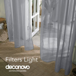 Deconovo Net Curtains, Linen Look Semi Transparent Sheer Curtains, Voile Curtains For Bedroom, 55 X 54 Inch, Grey, 2 Panels - thumbnail 4