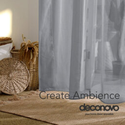 Deconovo Net Curtains, Linen Look Semi Transparent Sheer Curtains, Voile Curtains For Bedroom, 55 X 54 Inch, Grey, 2 Panels - thumbnail 3
