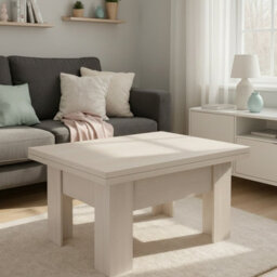 Eryk Modern Extendable Coffee Table Adjustable 100 To 200 Cm Design With Abs Edges In Light Santana Oak Finish - thumbnail 1