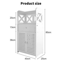 White Bathroom Storage Cabinet Freestanding Organizer Unit Waterproof - thumbnail 2
