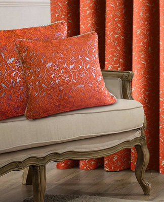 Intimates Elegant Piped Edge Polycotton Cushion, Zip Closure, Decorative Sofa And Bedroom Accessory - Terracotta