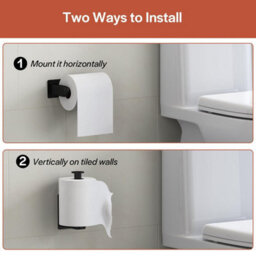 CLEFFNS Self Adhesive Toilet Paper Holder Kitchen Washroom Adhesive Toilet Roll Holder No Drilling For Bathroom, Stainless Steel, Black - thumbnail 6