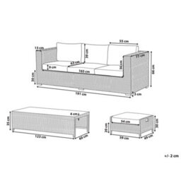 Beliani Garden Lounge Set With Table 5 Seater Belluno Pe Rattan Brown - thumbnail 3