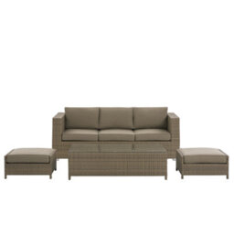 Beliani Garden Lounge Set With Table 5 Seater Belluno Pe Rattan Brown - thumbnail 1