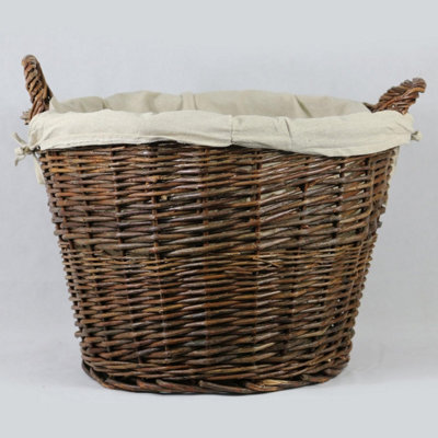 Round Log Basket With Removable Lining For Firewood And Kindling Storage - Fire161 - image 1