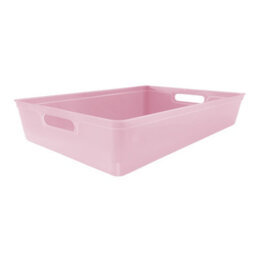 Simpa 6Pc 6L Pastel Pink Plastic Storage Basket Studio Organiser Trays With Handles - thumbnail 2